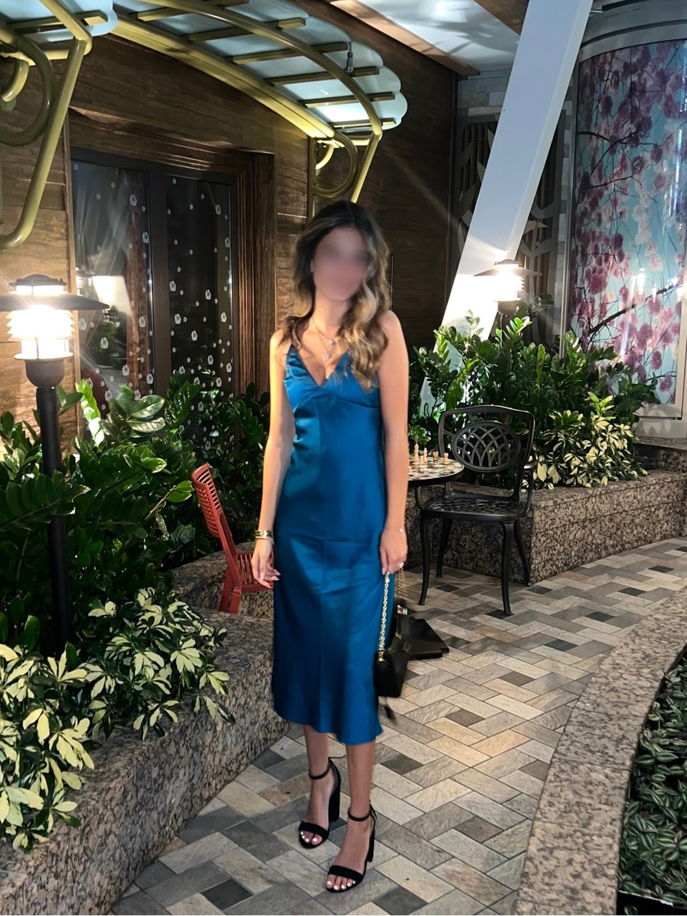 Abercrombie and Fitch Satin Slip Midi Dress in Teal Blue - Elegant Evening Dress